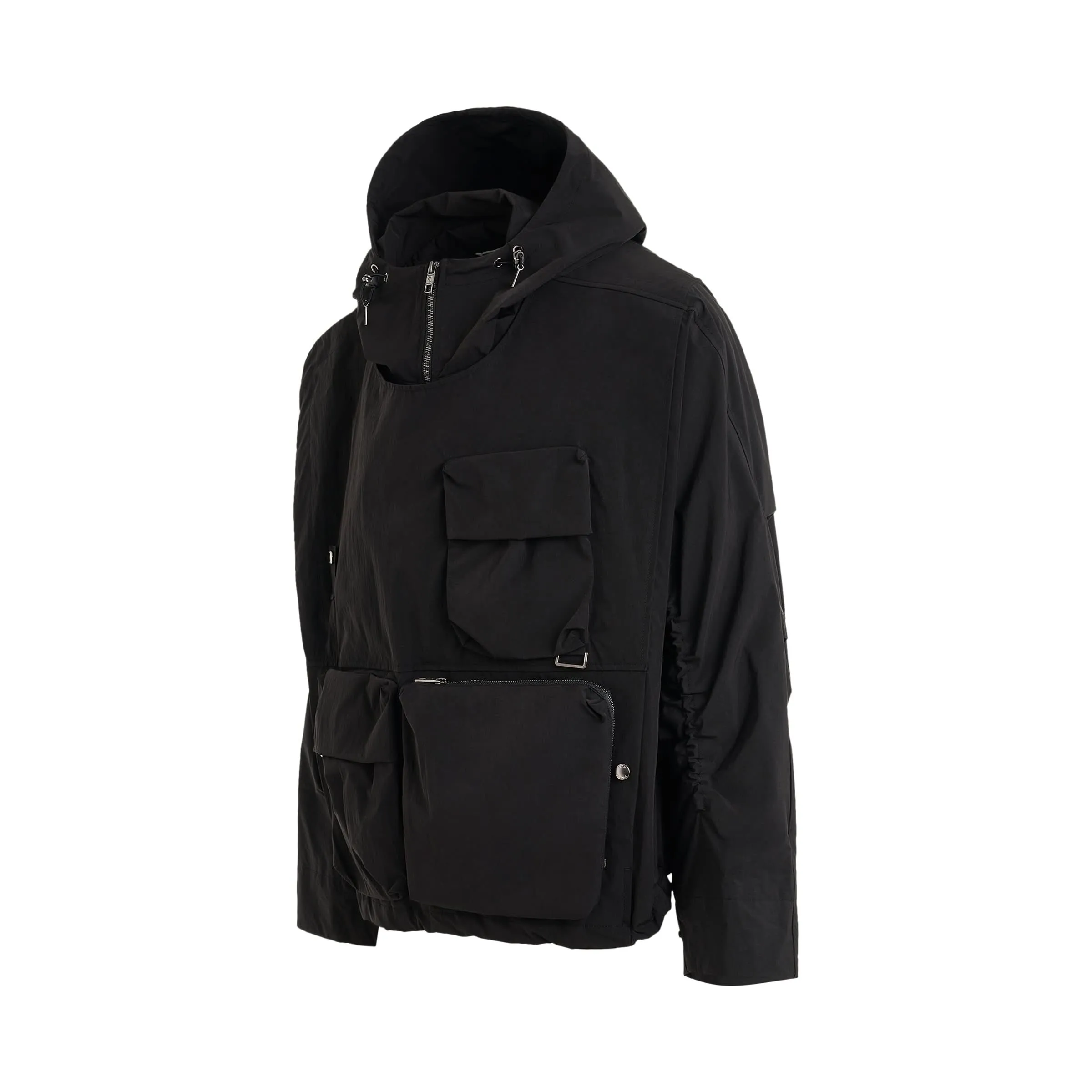 3 Pocket Utility Windbreaker in Black