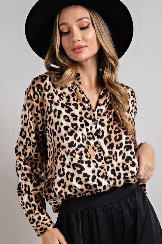 Alexa Leopard Button Down Blouse