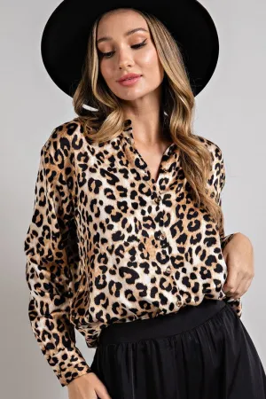 Alexa Leopard Button Down Blouse