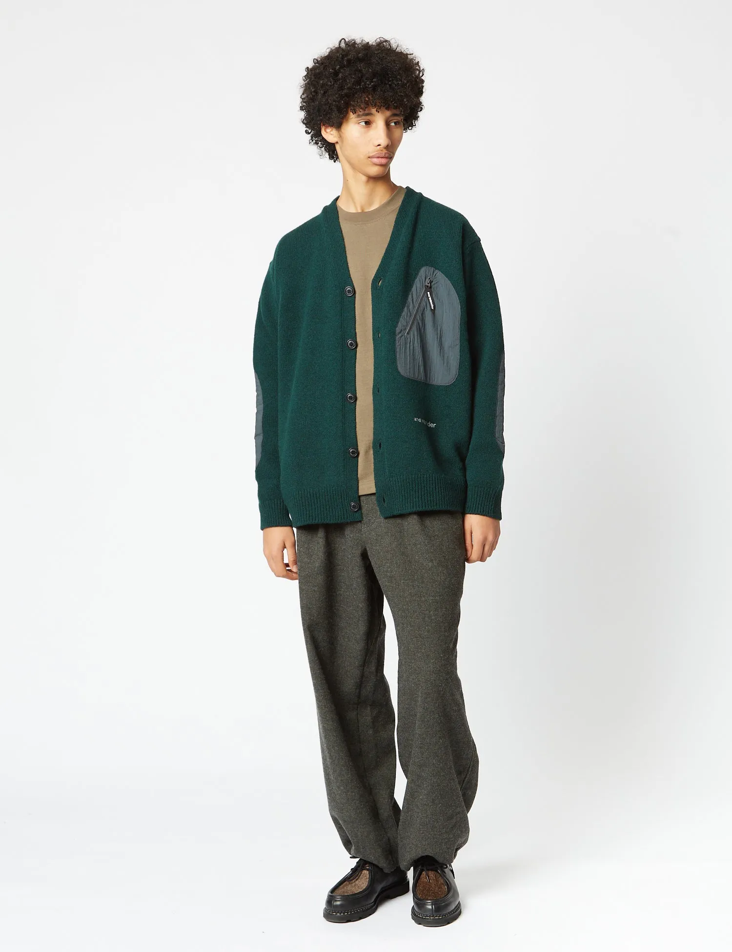 And Wander Shetland Wool Cardigan - Green