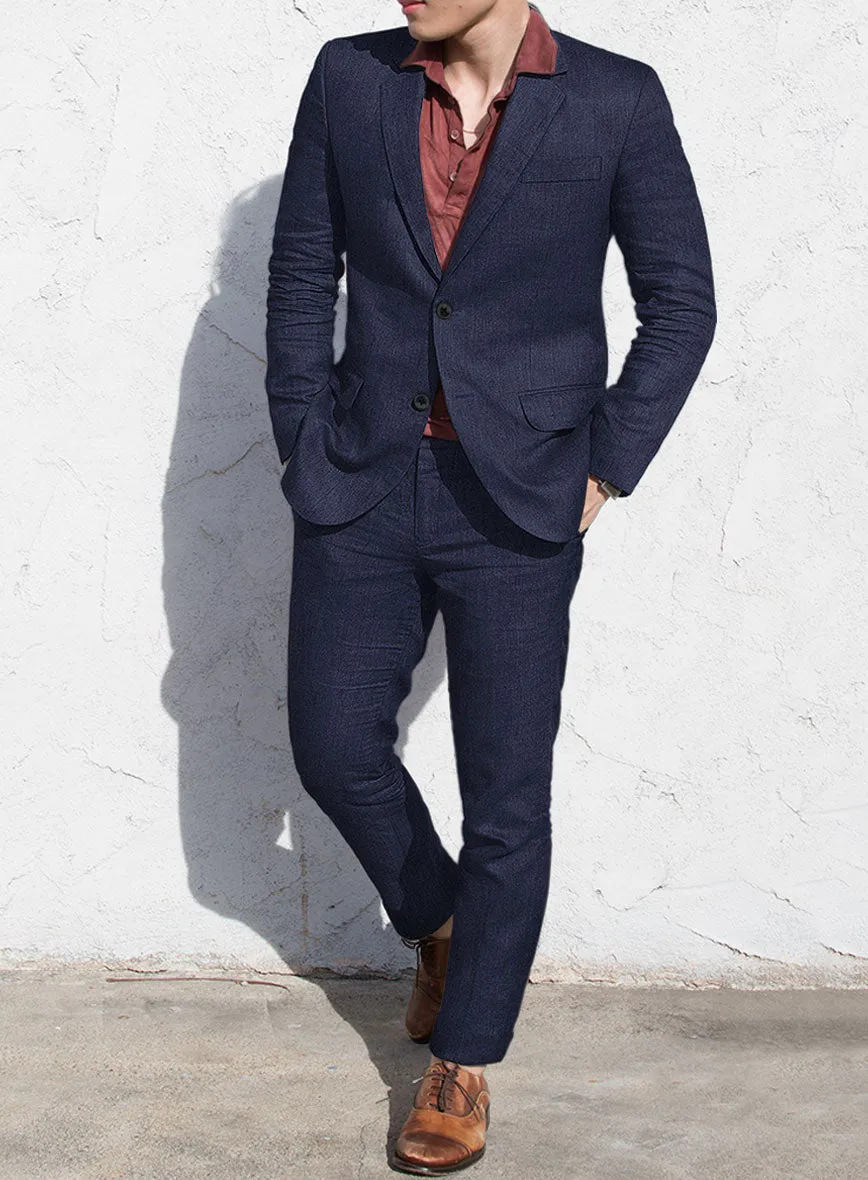 Campari Berry Blue Linen Suit