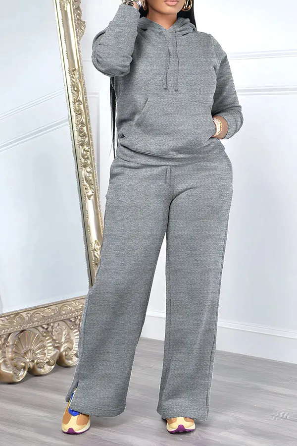 Casual Kangaroo Pocket Hoodie & Sweatpants Set