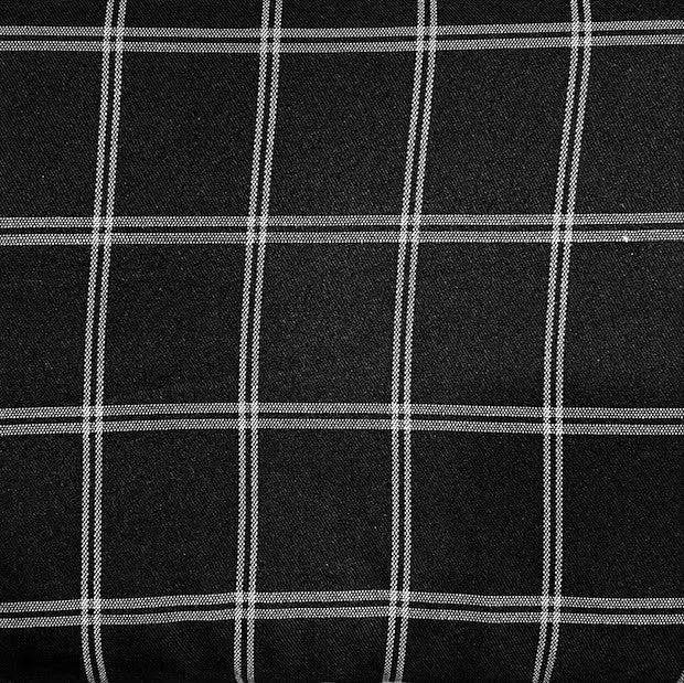 Check Suiting Fabric, Large Black Check- 145cm