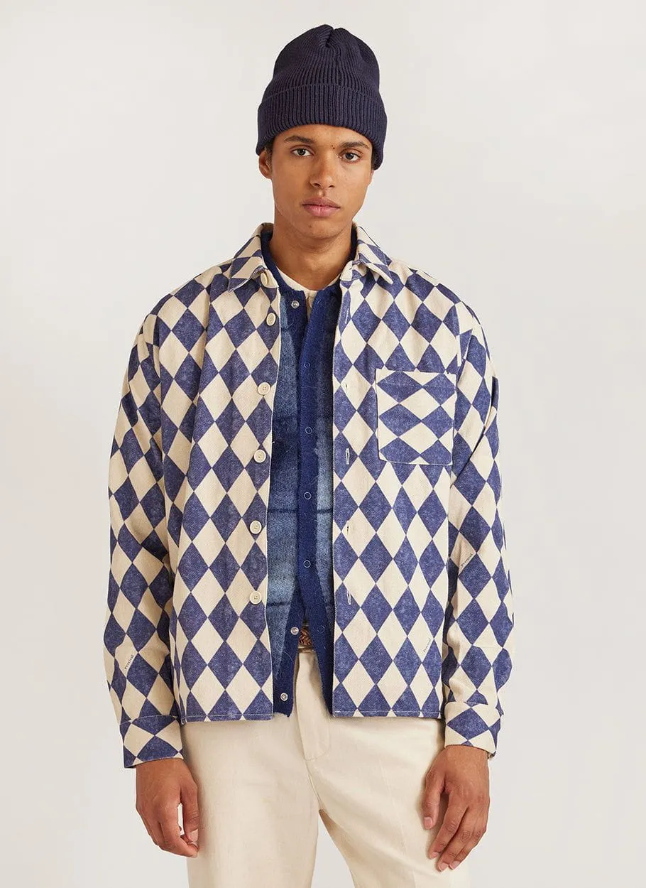 Checker Gradient Bobcat Cardigan | Mohair | Navy