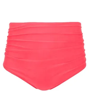 Chic Women High Waisted Bikini Bottom Retro Ruched Swim Short-Pinkish Red