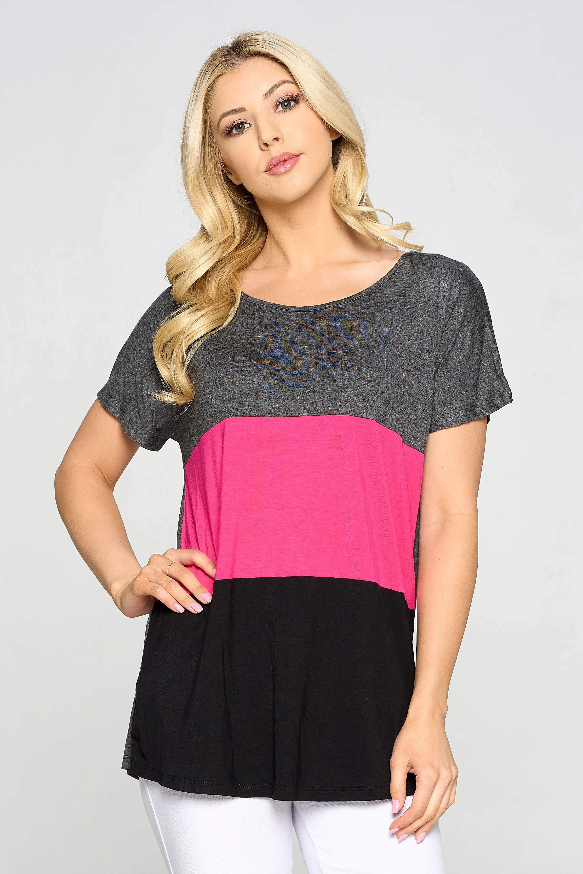 Colorblock Multicolor Short Sleeve Top