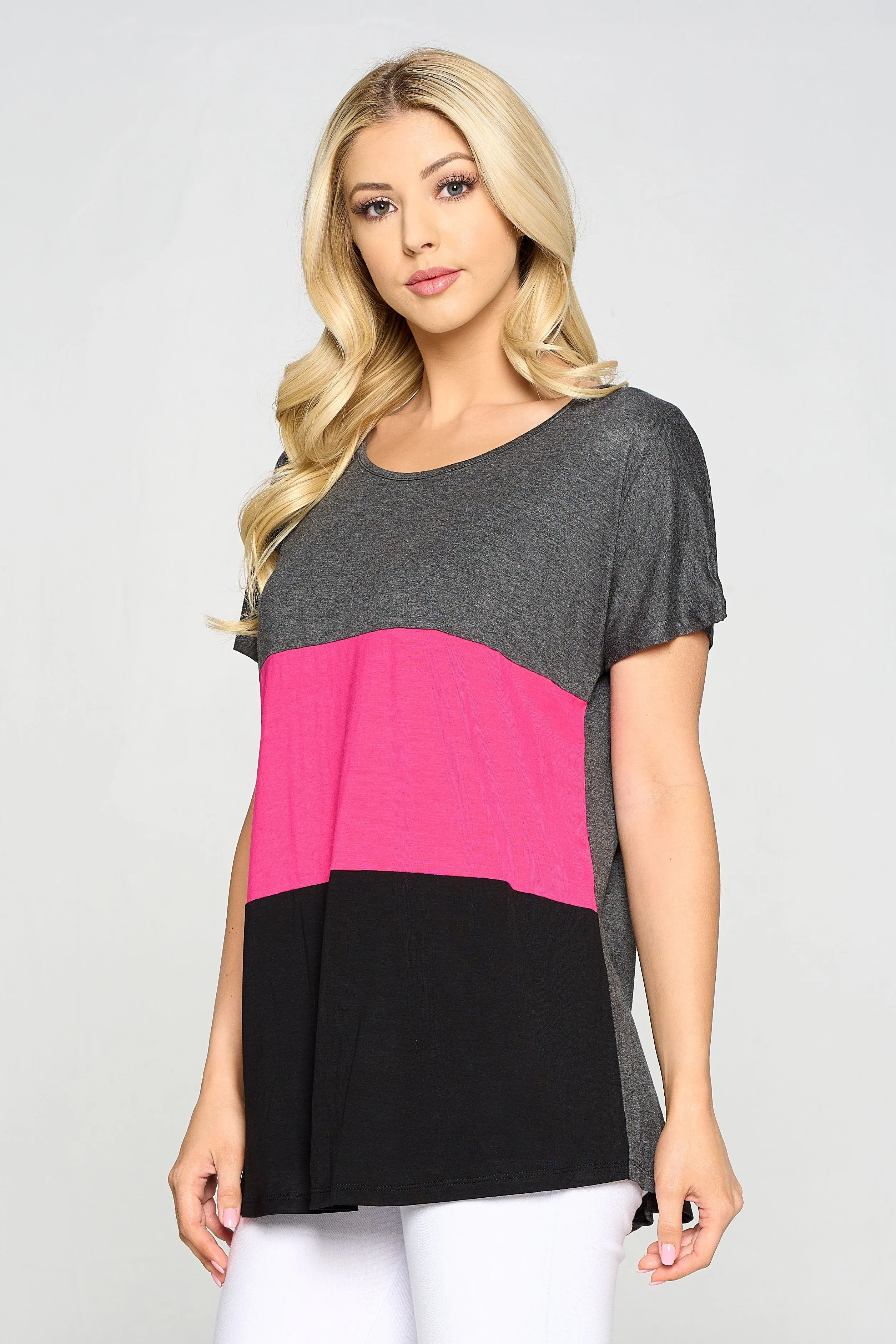 Colorblock Multicolor Short Sleeve Top