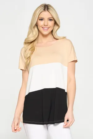 Colorblock Multicolor Short Sleeve Top