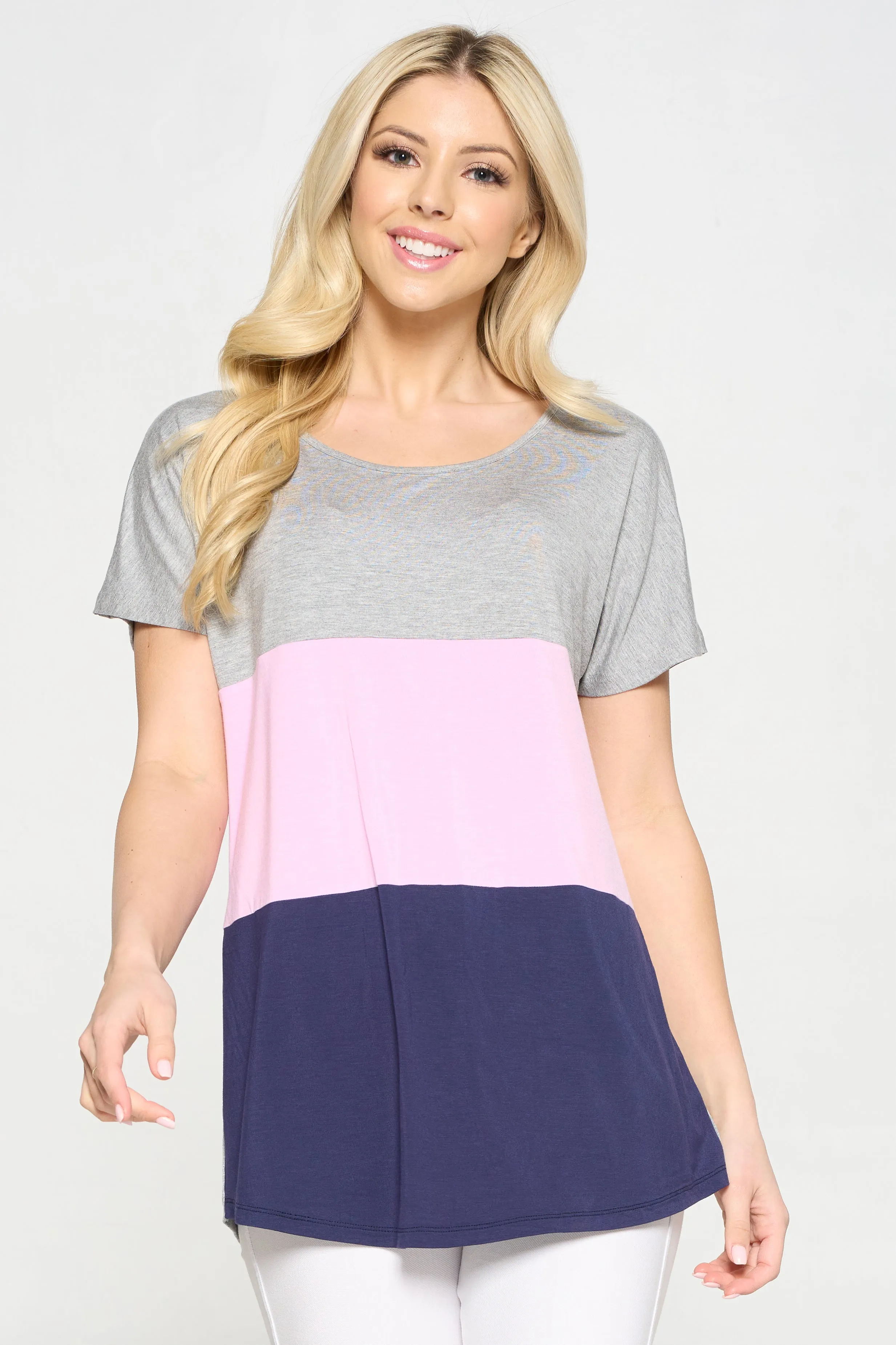 Colorblock Multicolor Short Sleeve Top