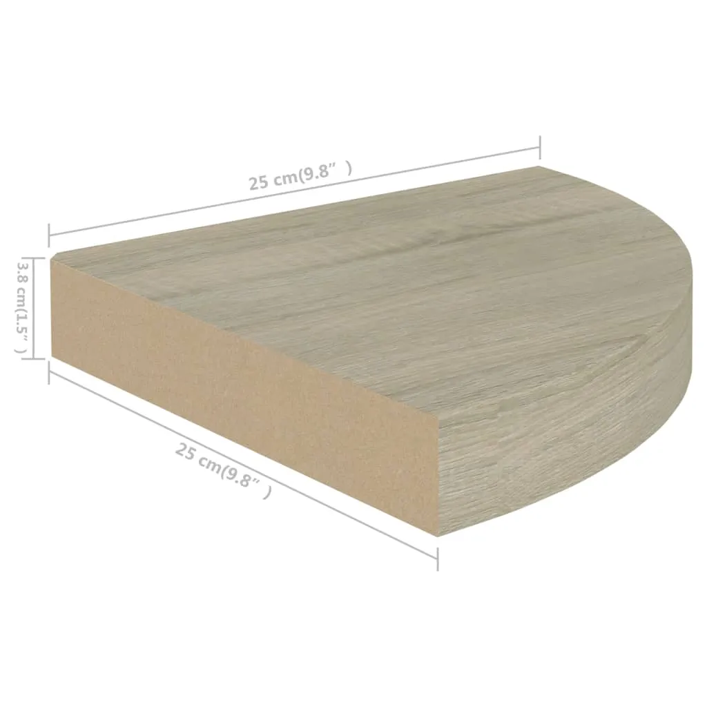 Floating Corner Shelves 4 pcs Oak 25x25x3.8 cm MDF