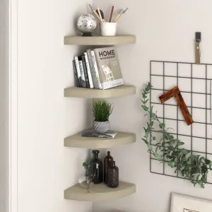 Floating Corner Shelves 4 pcs Oak 25x25x3.8 cm MDF