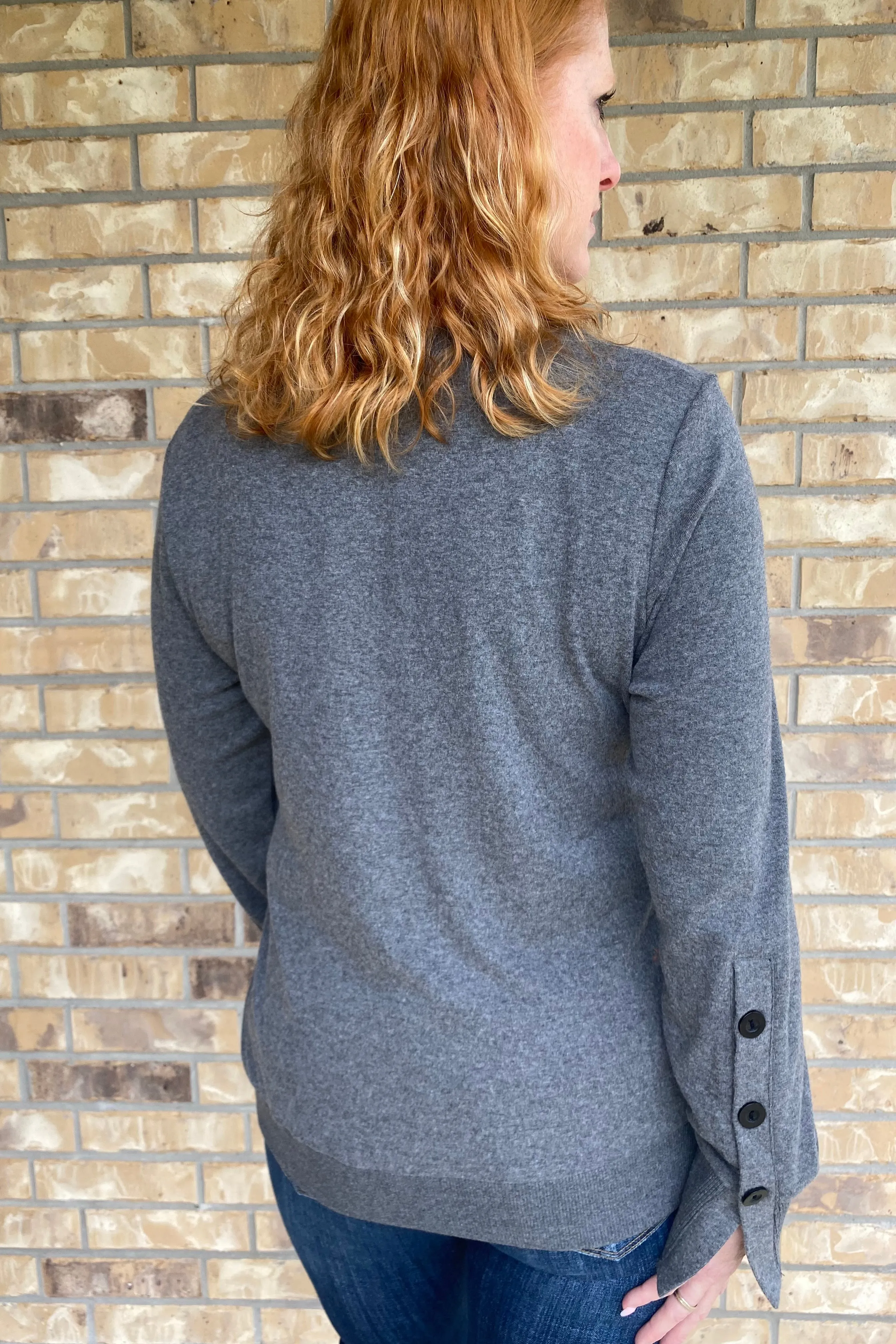 Gray Sweat Shirt with Buttons