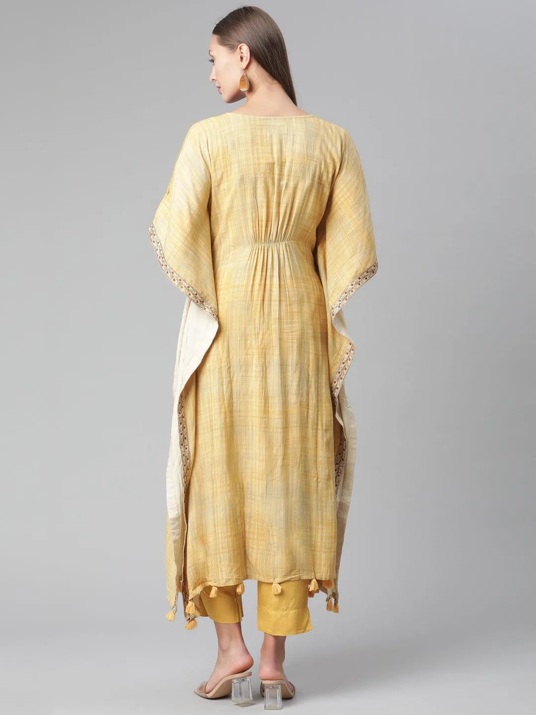 Jashvi Yellow Rayon Kaftan Pant set