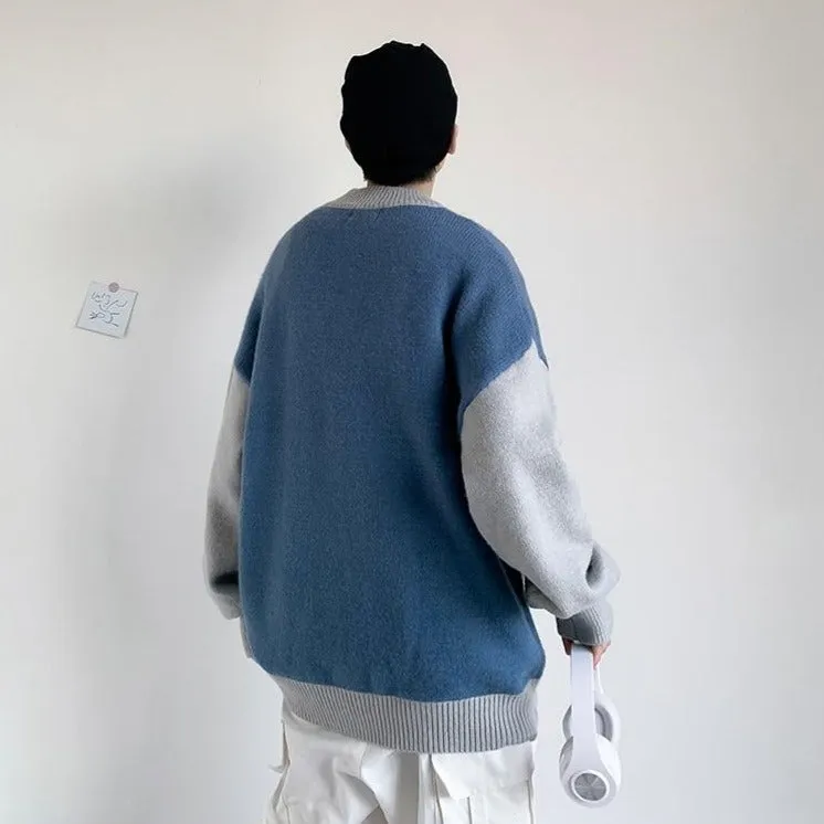 [Korean Style] 3 Color Two-Tone Knitted Cashmere Sweaters