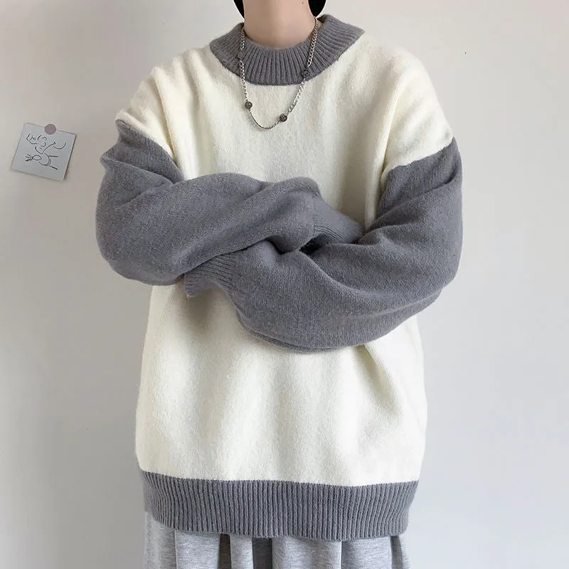 [Korean Style] 3 Color Two-Tone Knitted Cashmere Sweaters