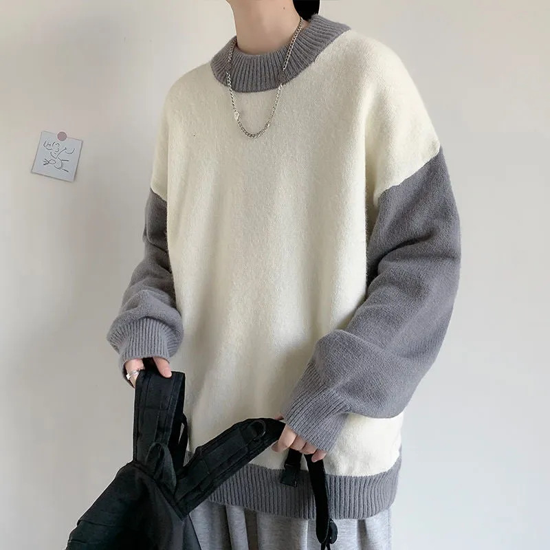 [Korean Style] 3 Color Two-Tone Knitted Cashmere Sweaters