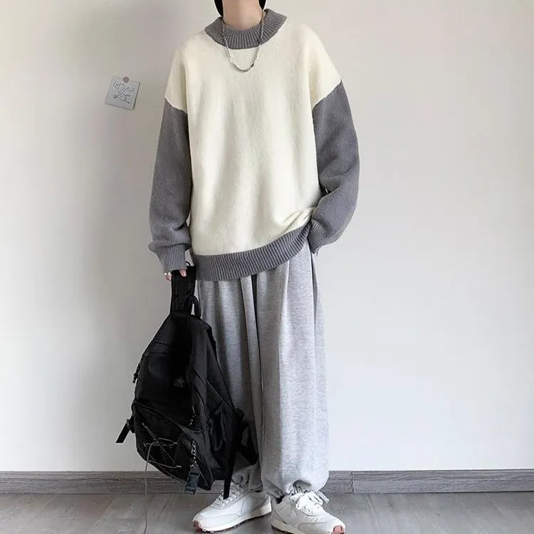 [Korean Style] 3 Color Two-Tone Knitted Cashmere Sweaters