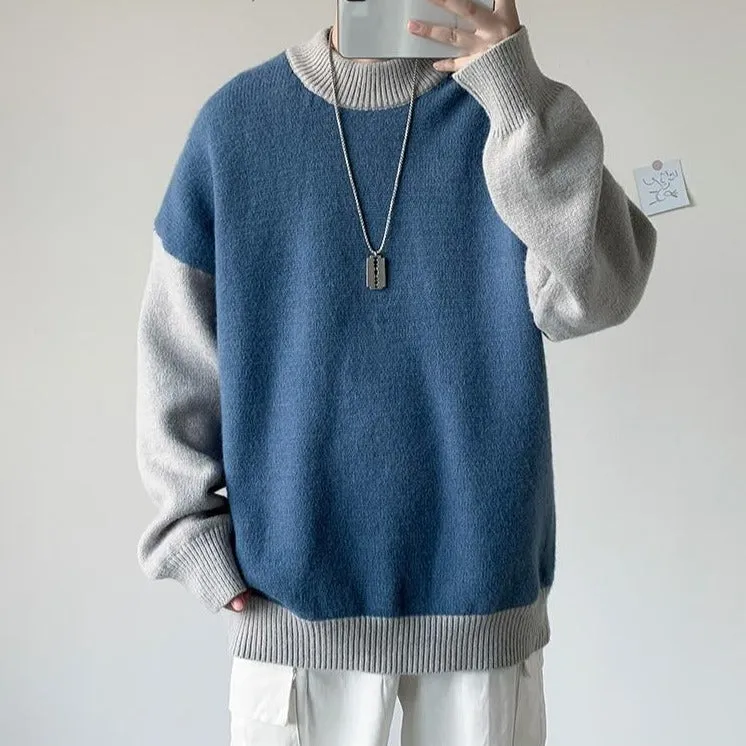 [Korean Style] 3 Color Two-Tone Knitted Cashmere Sweaters