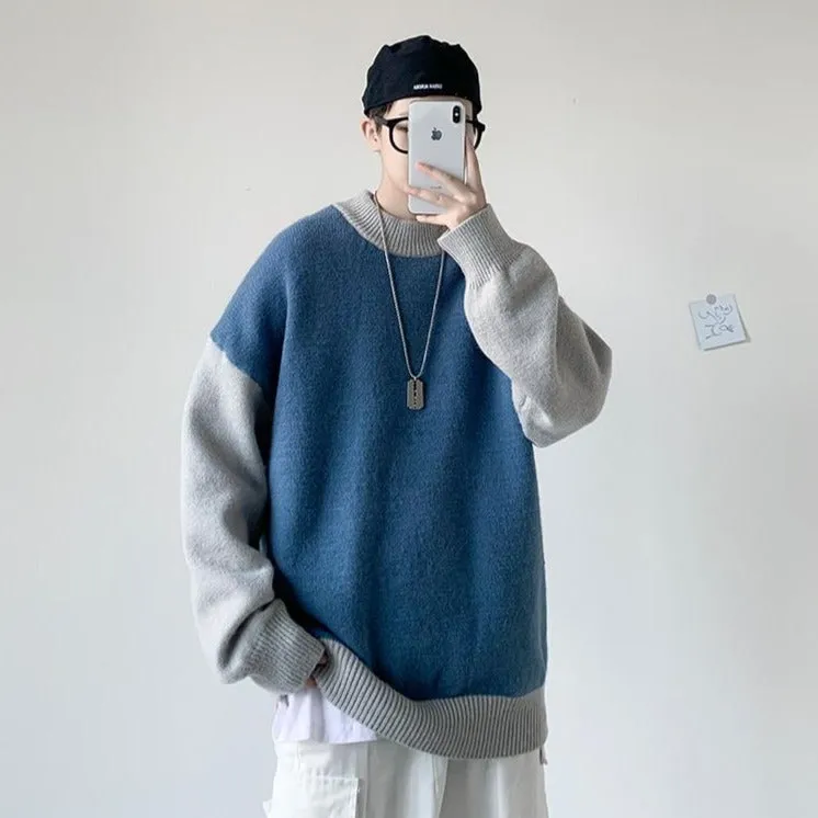 [Korean Style] 3 Color Two-Tone Knitted Cashmere Sweaters