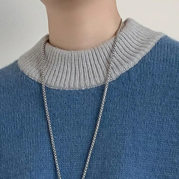 [Korean Style] 3 Color Two-Tone Knitted Cashmere Sweaters