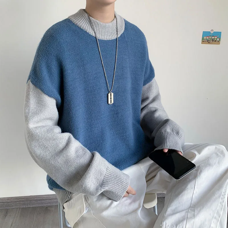 [Korean Style] 3 Color Two-Tone Knitted Cashmere Sweaters