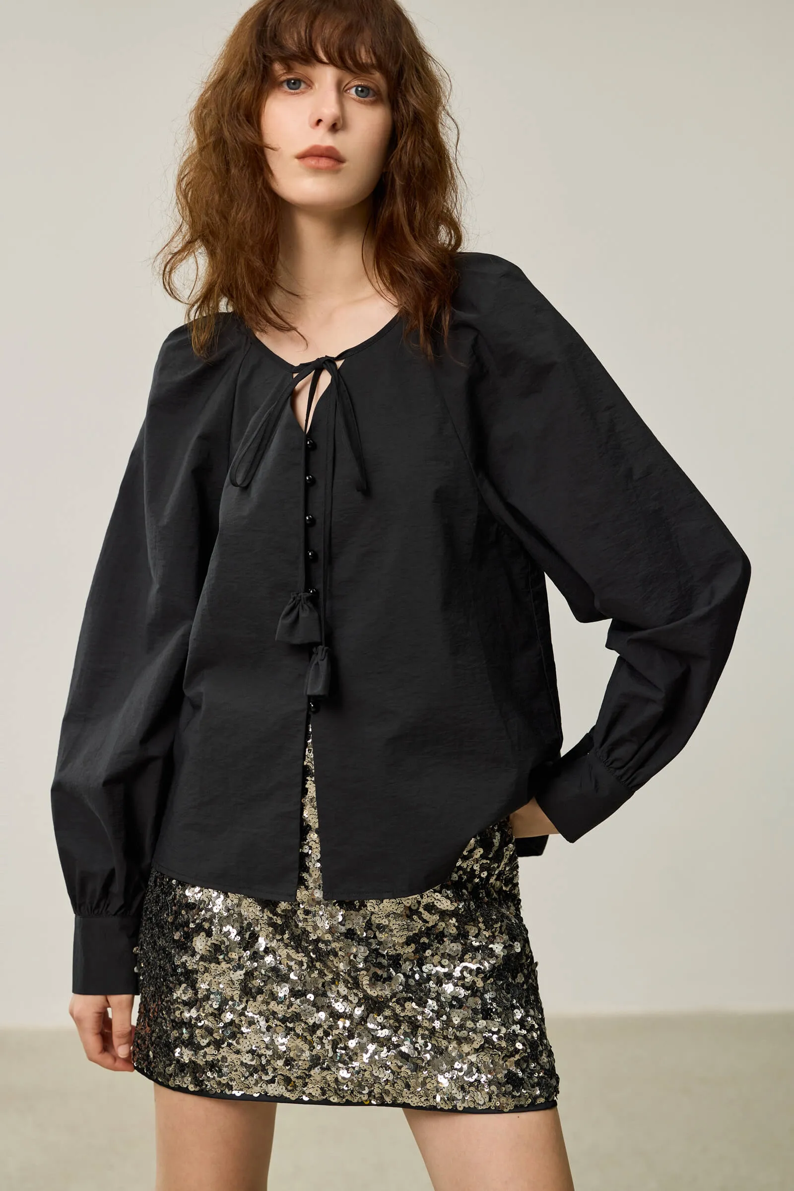 LILY French Style Puff Sleeve Floral Shirt