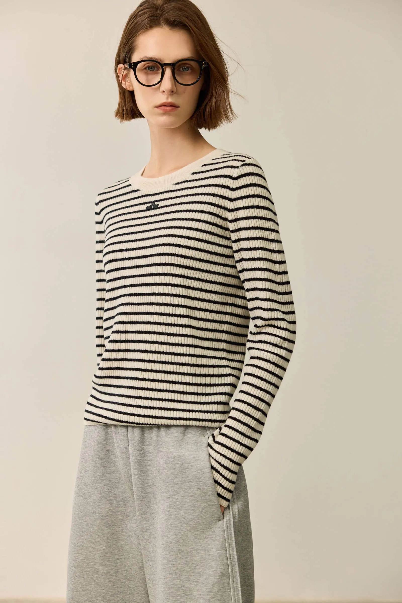 LILY Merino Lambswool Crewneck Versatile Sweater