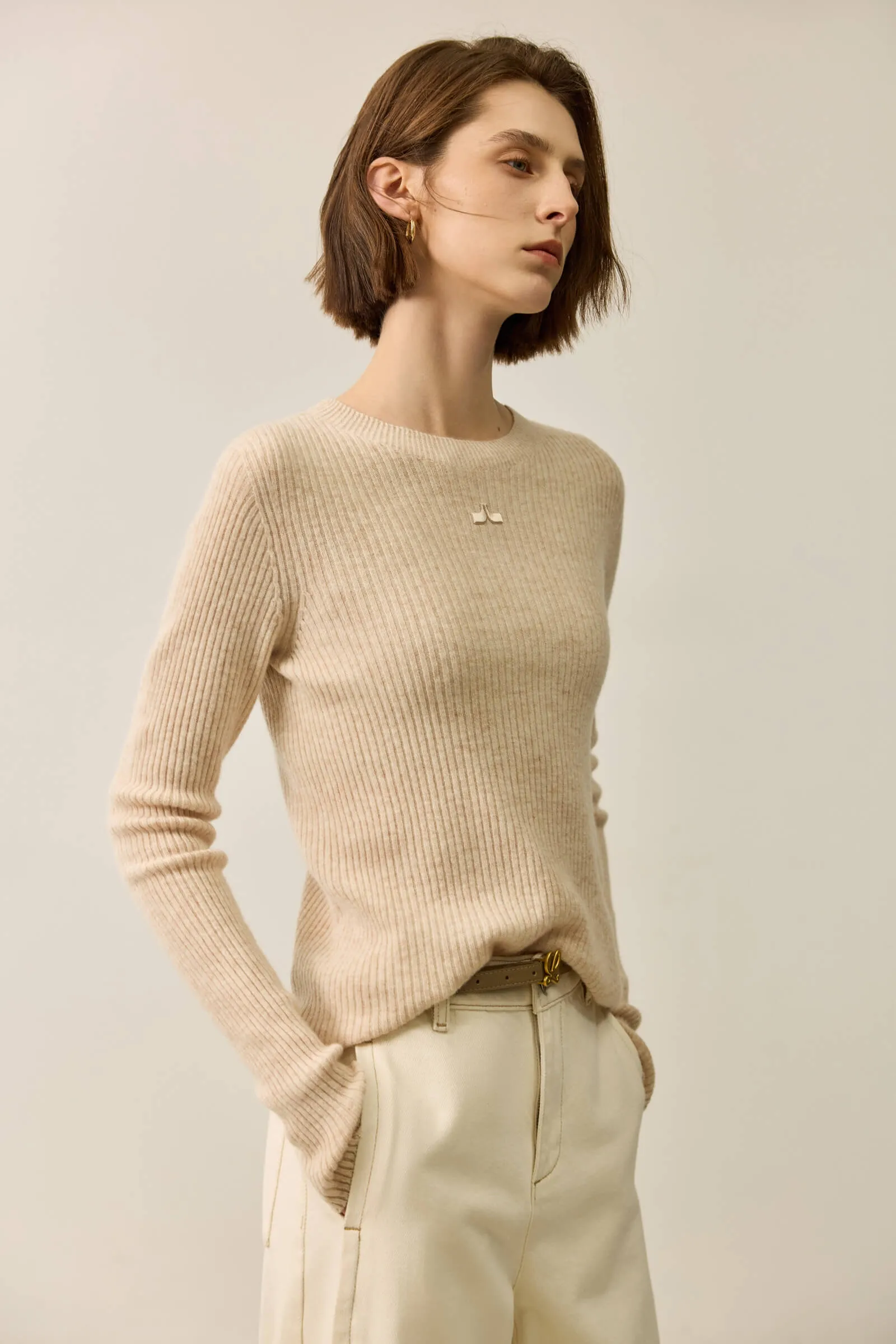 LILY Merino Lambswool Crewneck Versatile Sweater