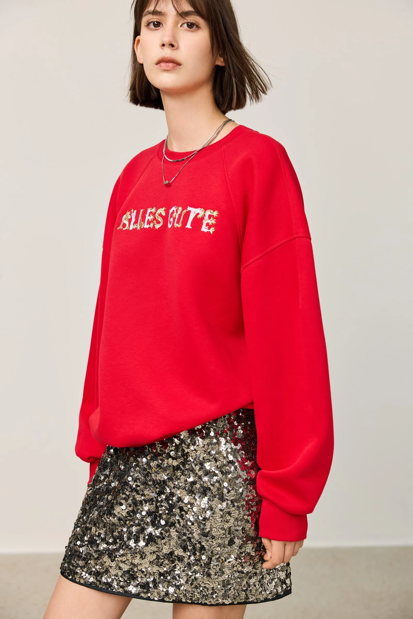 LILY New Year Letter Print Sweatshirt