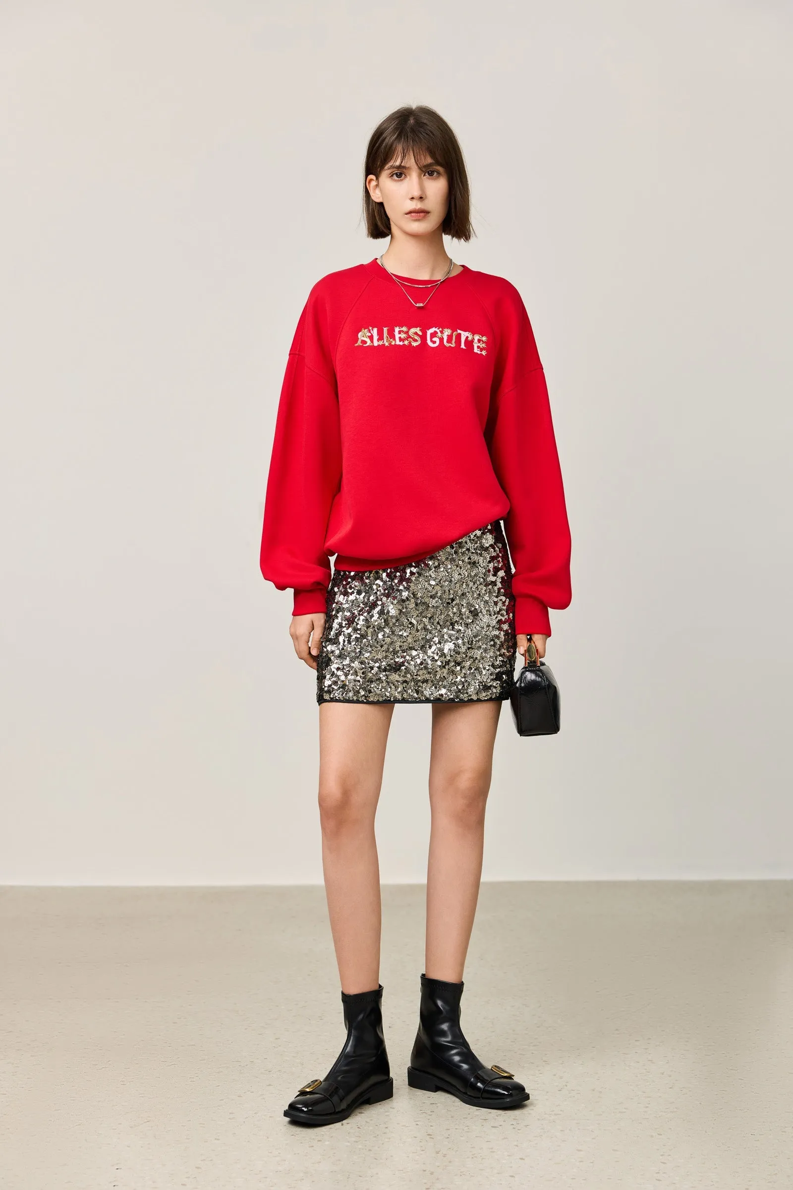 LILY New Year Letter Print Sweatshirt