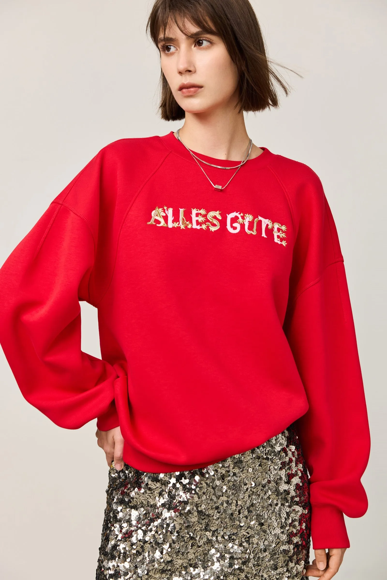 LILY New Year Letter Print Sweatshirt