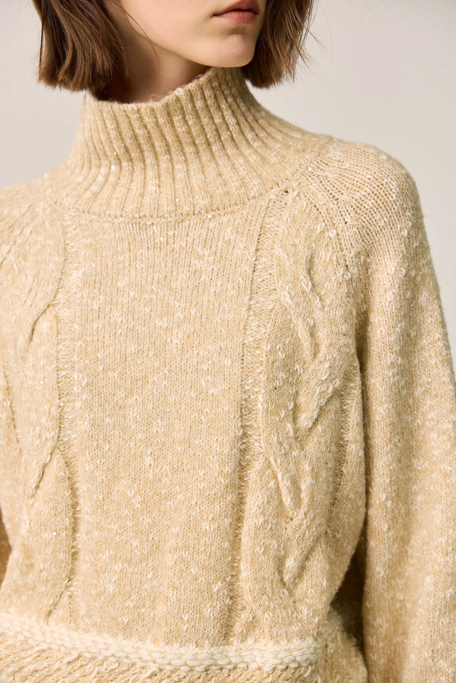 LILY Textured High Neck Sweater