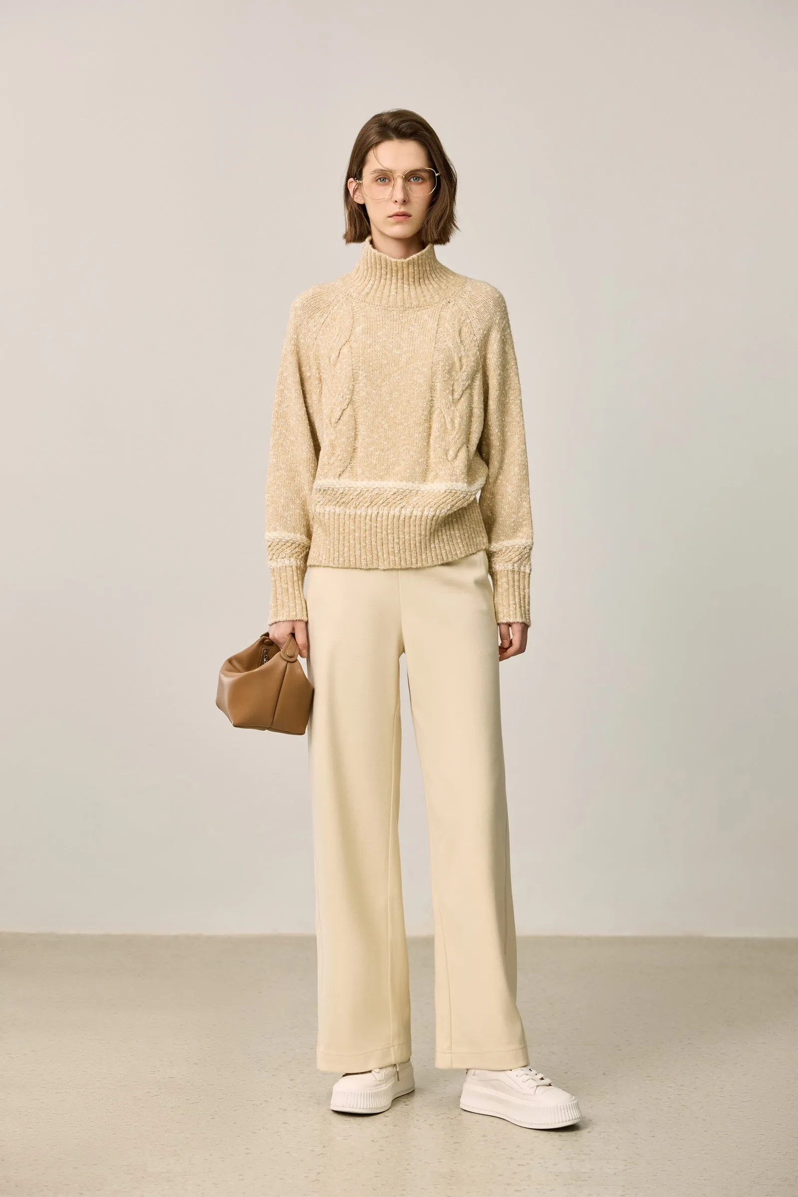 LILY Textured High Neck Sweater