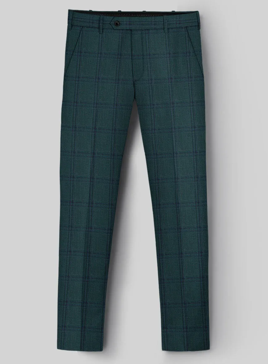 London Loom Green Check Wool Silk Linen Suit