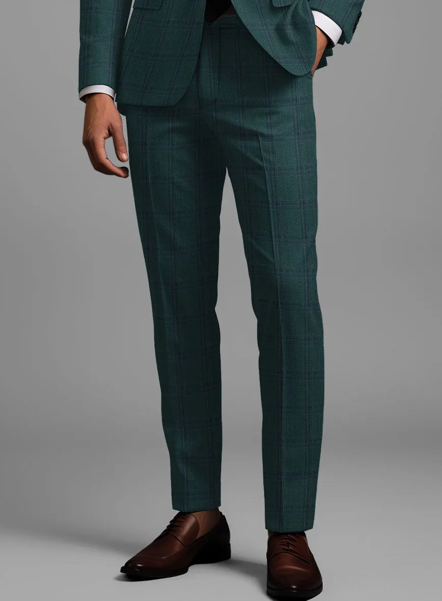 London Loom Green Check Wool Silk Linen Suit