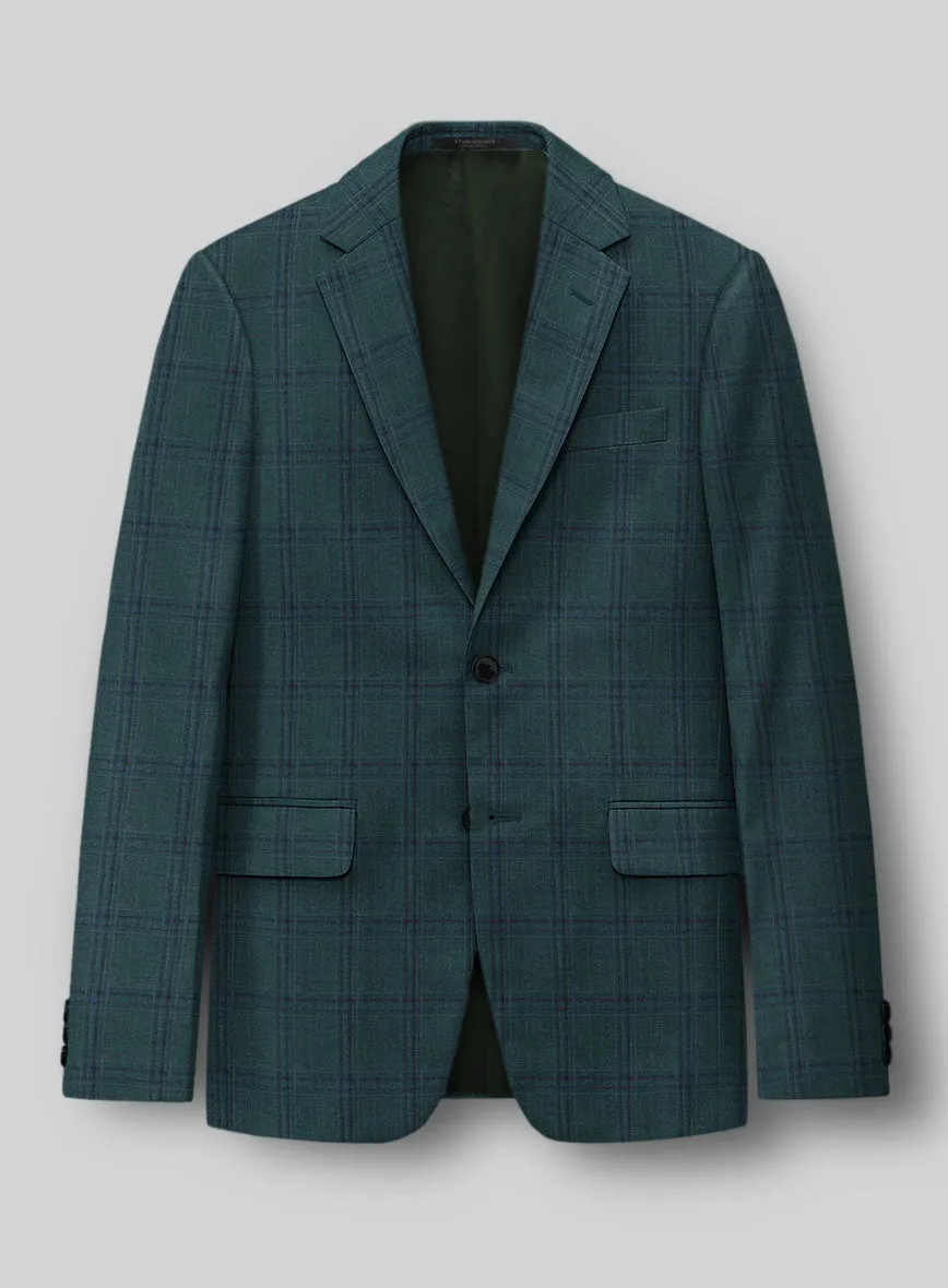 London Loom Green Check Wool Silk Linen Suit