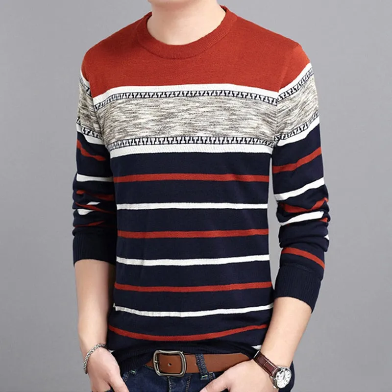 Multi-Color Striped O-Neck Sweater