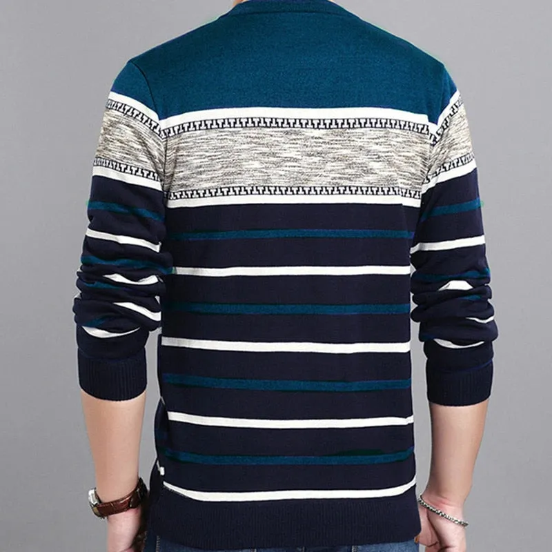 Multi-Color Striped O-Neck Sweater