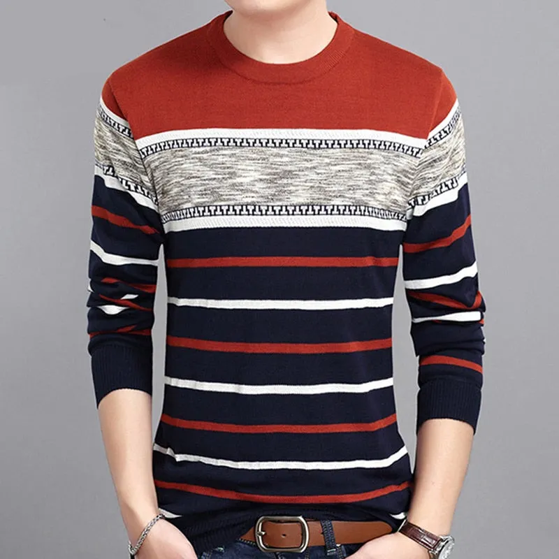 Multi-Color Striped O-Neck Sweater