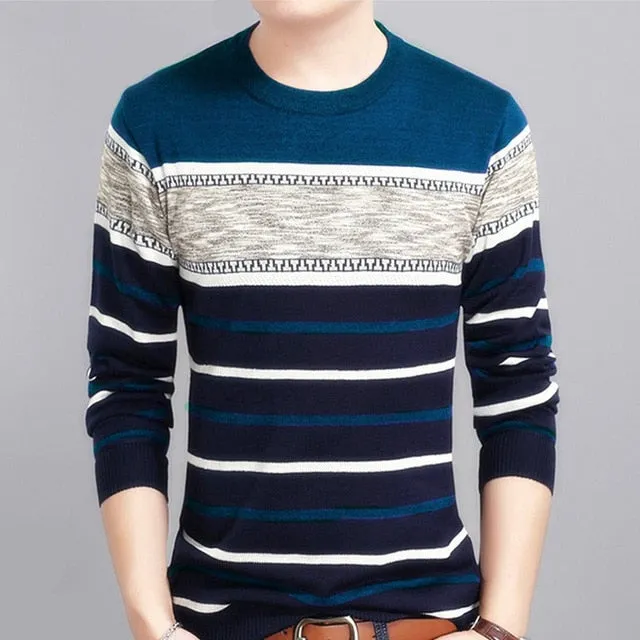 Multi-Color Striped O-Neck Sweater