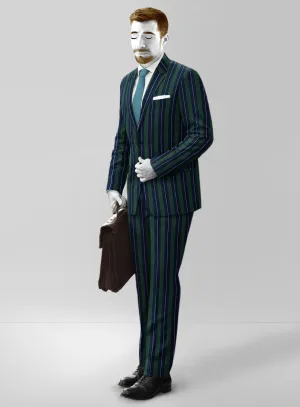 Napolean Izzaro Stripe Green Blue Wool Suit