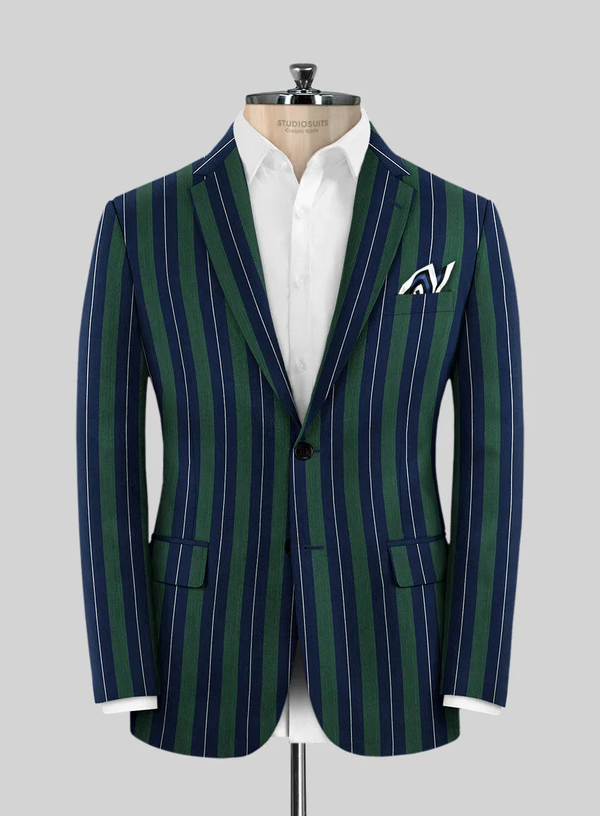 Napolean Izzaro Stripe Green Blue Wool Suit