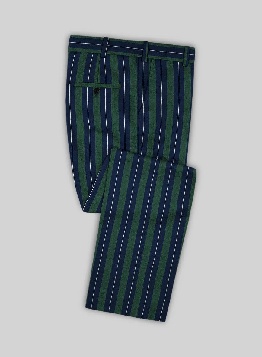 Napolean Izzaro Stripe Green Blue Wool Suit