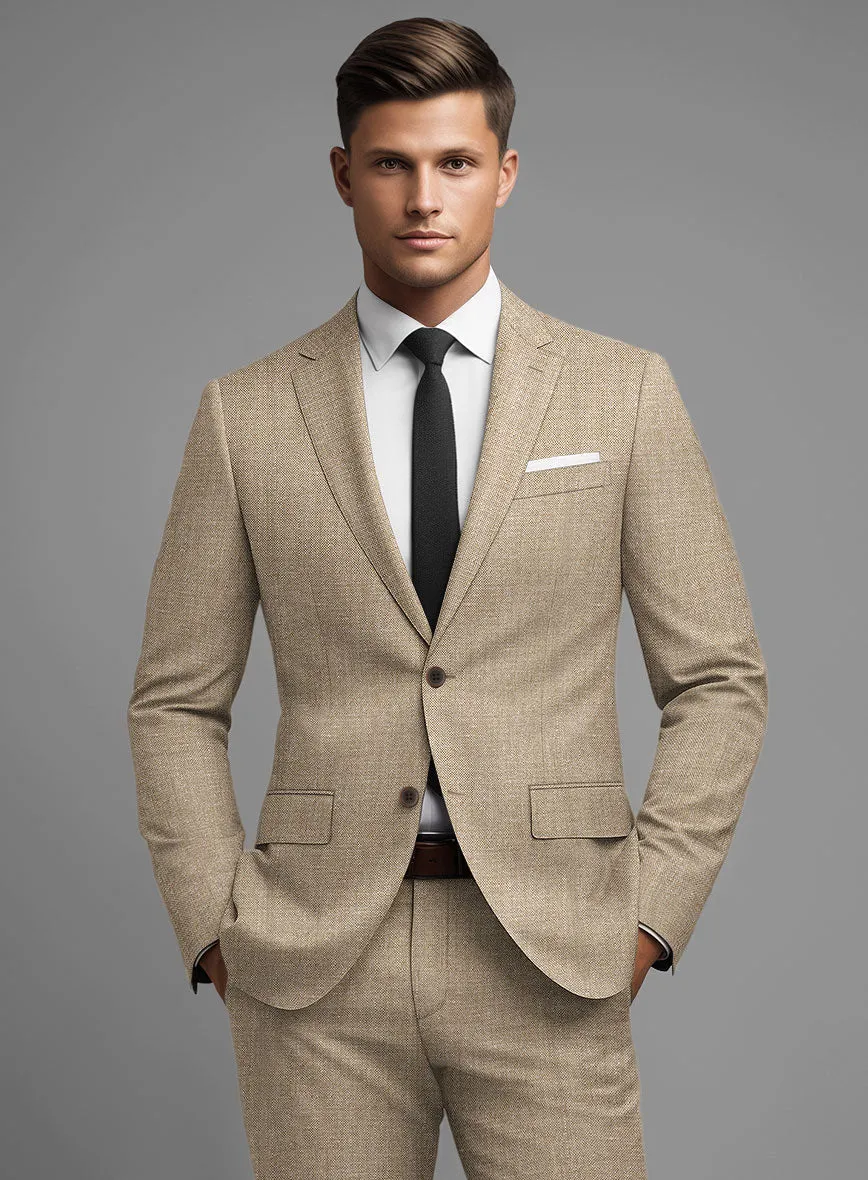 Noble Dark Beige Wool Silk Linen Suit