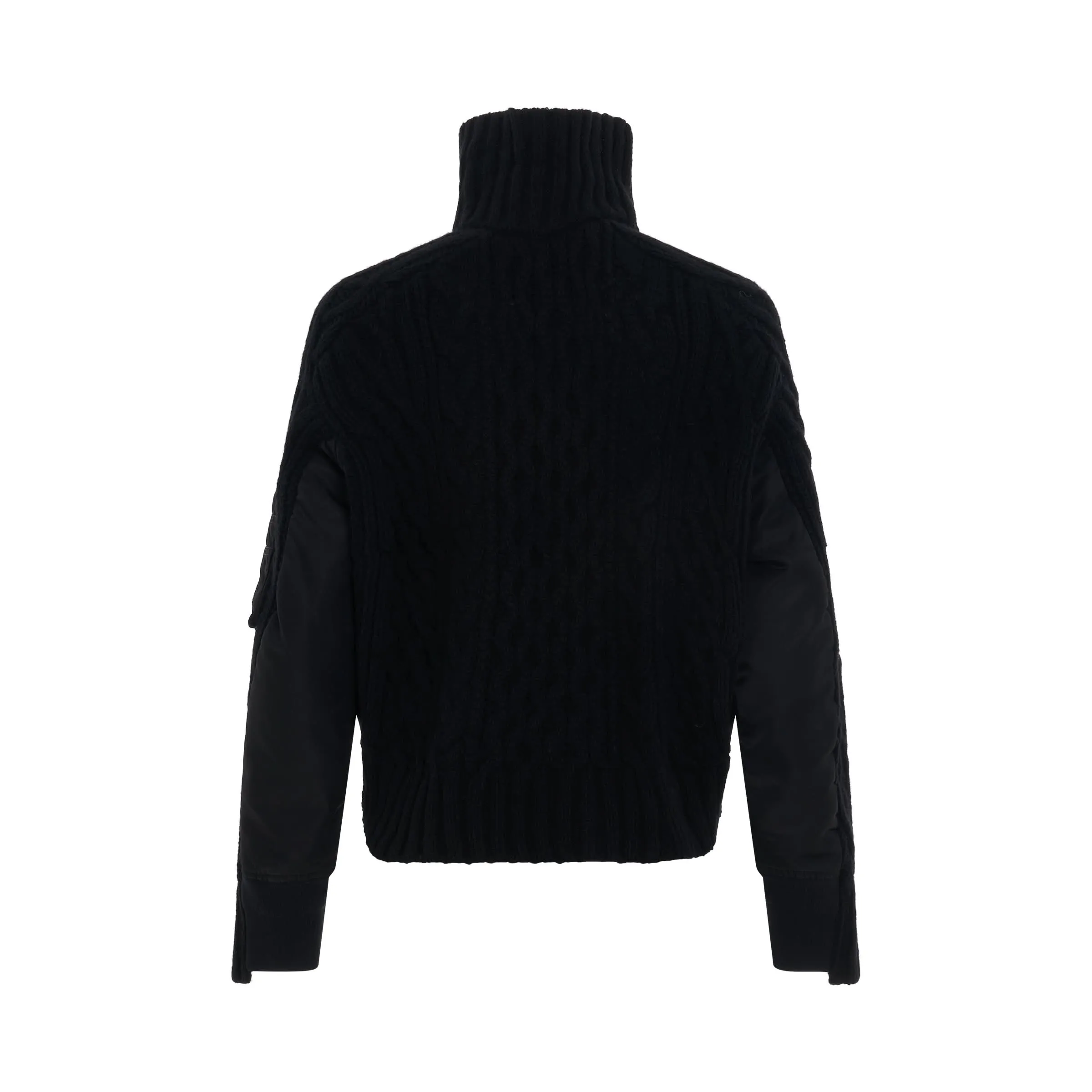 Nylon Twill x Knit Blouson in Black