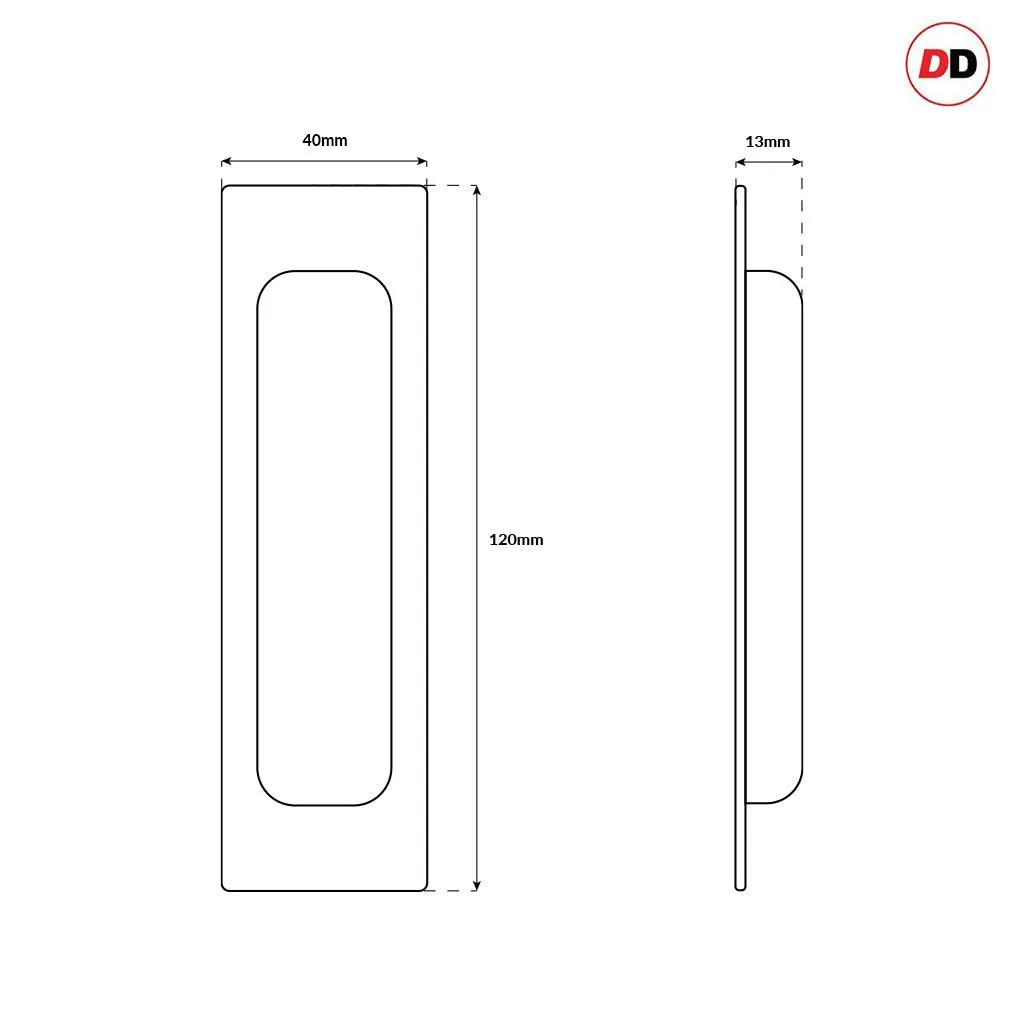 Pack of Three Chester 120mm Sliding Door Oblong Flush Pulls - Polished Stainless Steel