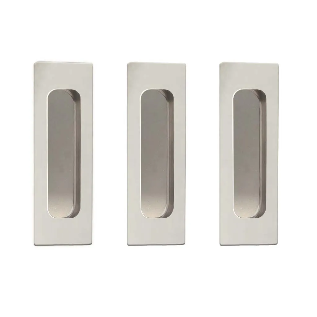 Pack of Three Chester 120mm Sliding Door Oblong Flush Pulls - Polished Stainless Steel