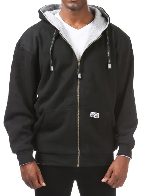 Pro Club Men's Full Zip Reversible Fleece and Thermal Hoodie