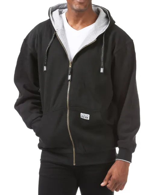 Pro Club Men's Full Zip Reversible Fleece and Thermal Hoodie