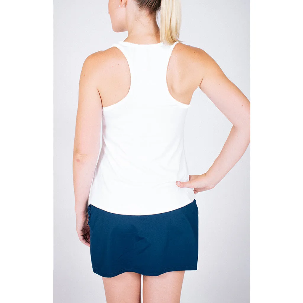 Racer Tank White/Navy Trim